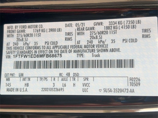 2021 Ford F-150 Lariat 4WD