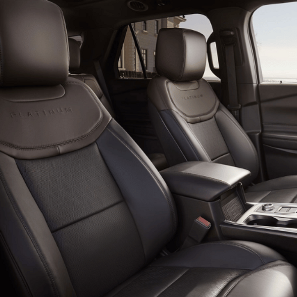 image of black leather seats in a car